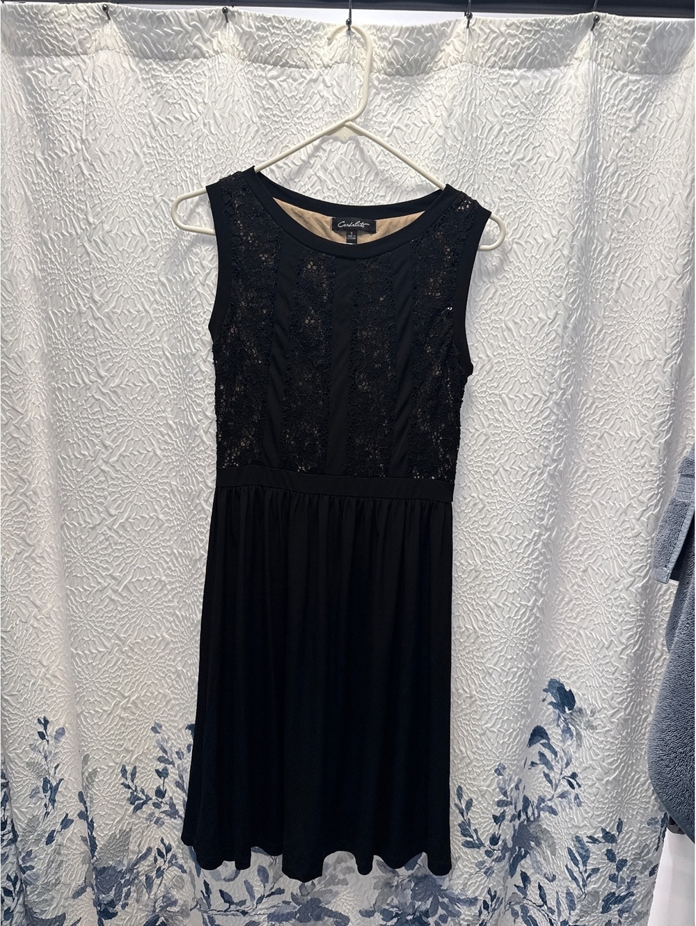 Candalite Black Lace Sequin Sleeveless Cocktail Dress, Size S